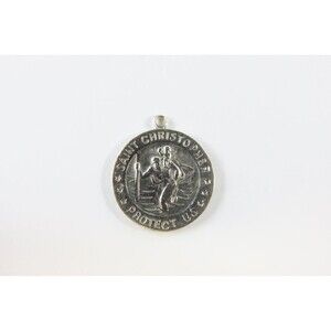 Sterling Saint Christopher Travel Pendant/Charm Medal by Chapel Round 18.19mm